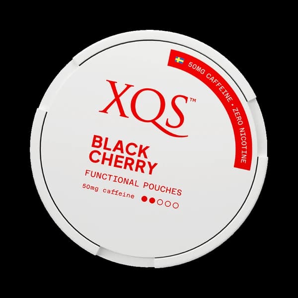 XQS Cherry caffeine pouches — no tobacco, no nicotine